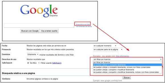 Filtrar por licenzas en Google