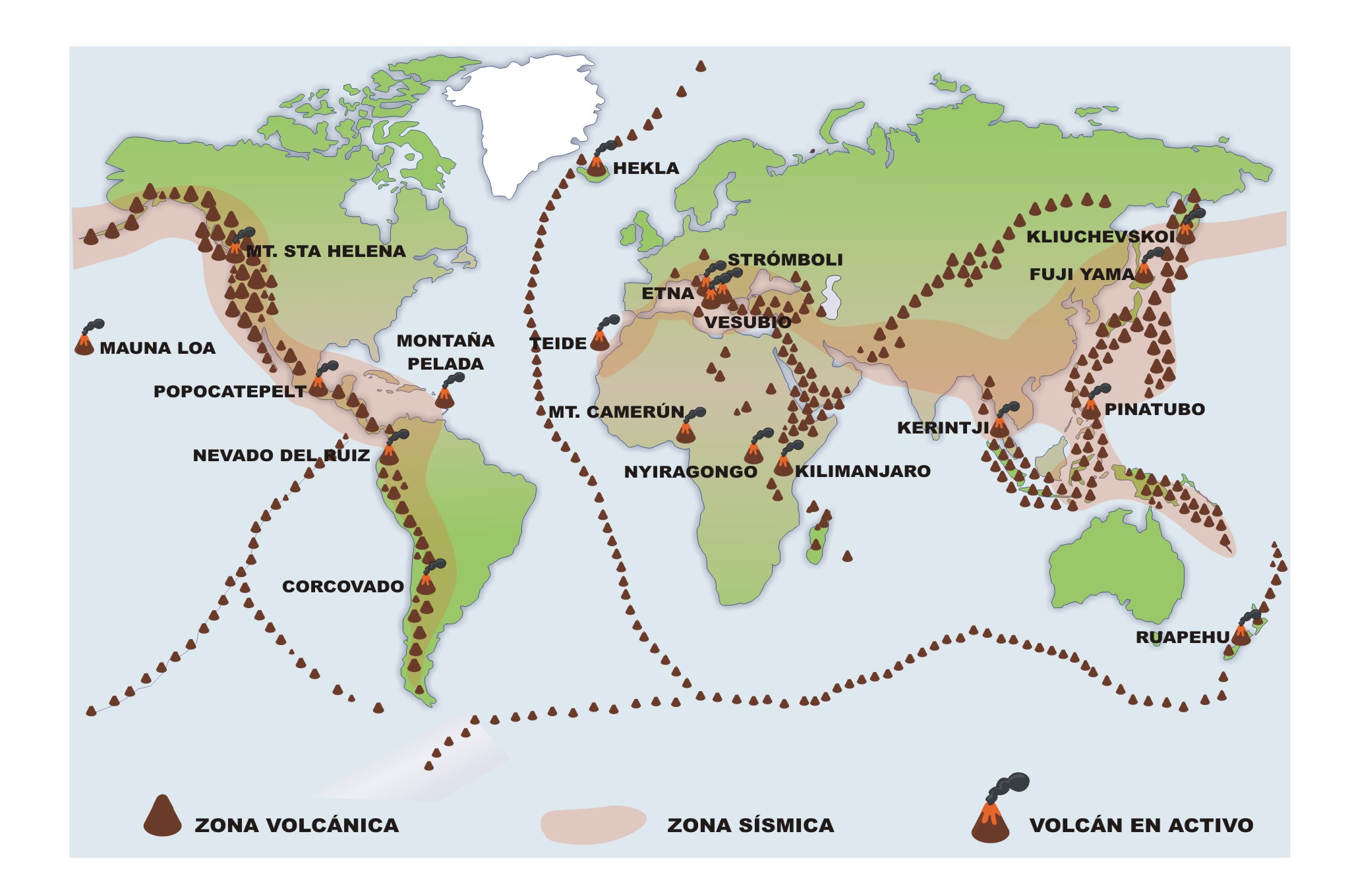 Distribución mundial de volcáns