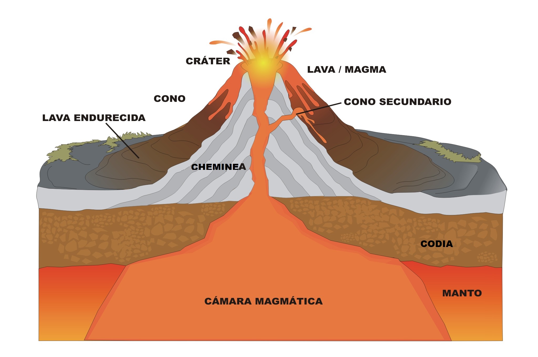 Partes dun volcán