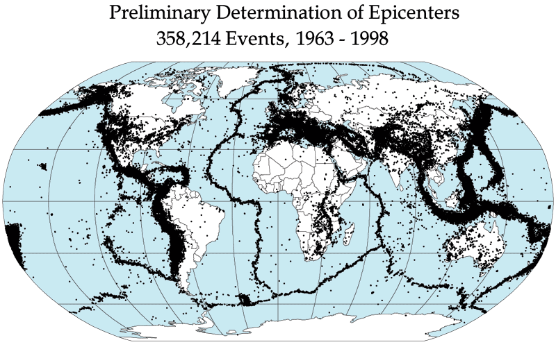 Distribución mundial de epicentros