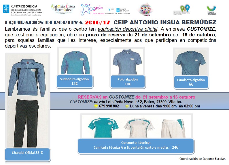 Equipacion CEIP Antonio Insua Bermudez