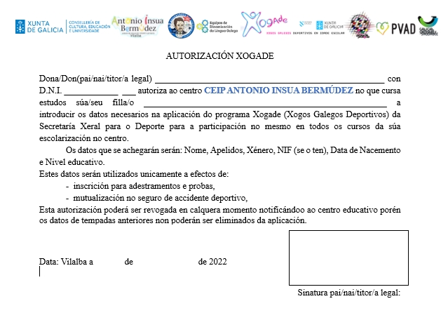 Autorización XOGADE 22-23 de 2º a 6º e ESO