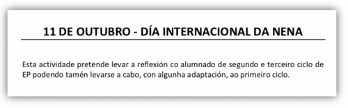 Actividade Día Internacionnal da nena