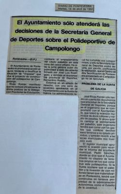 16-04-1991 - O Concello só atenderá a Secretaría para o Deporte
