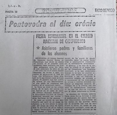 Festa estudiantil  no Colexio nacional de Campolongo - 1974
