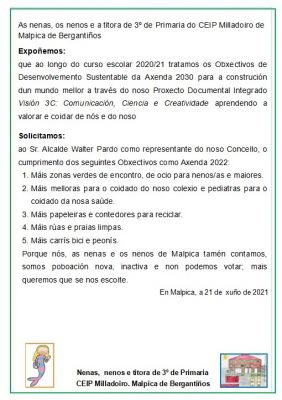 3ºEP_Instancia Sr. Alcalde
Palabras chave: 2020/21, 3º, lapbook ciencias, concello, visita, alcalde, malpica