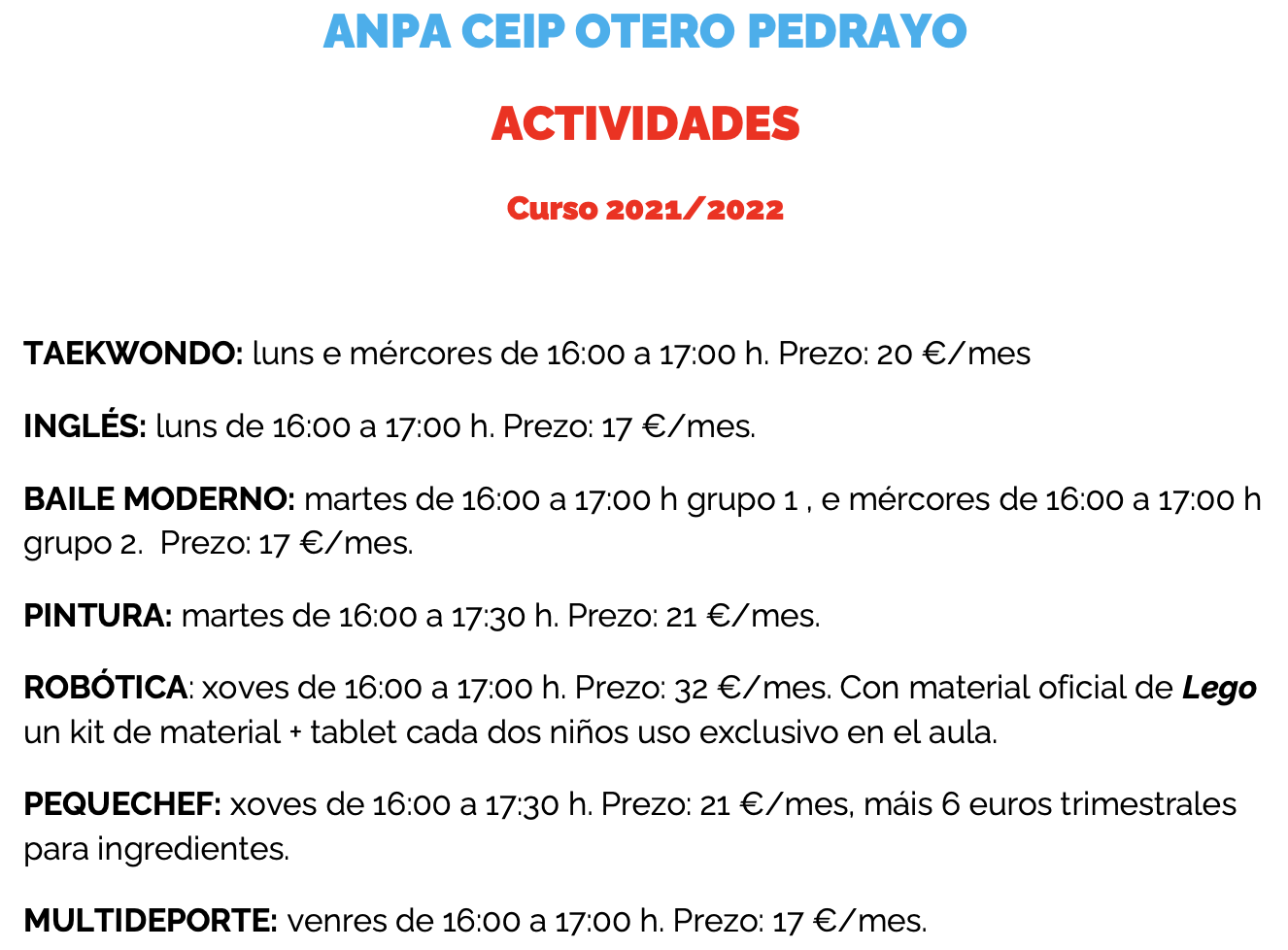 Actividades ANPA