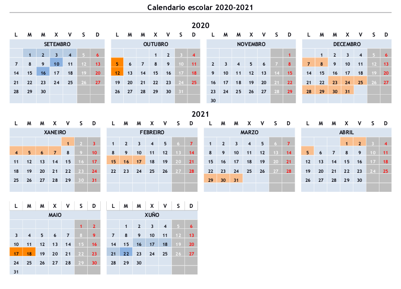 calendario escolar 2020 - 2021