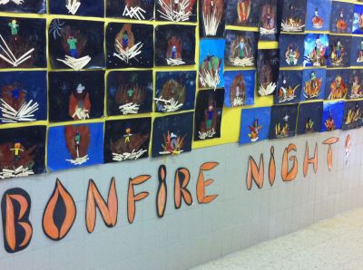 The 3rd, 4th and 5th graders bonfires.
