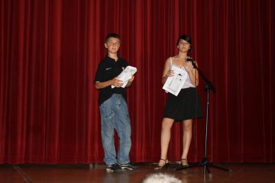 Agustina e David preparados para a presentación
