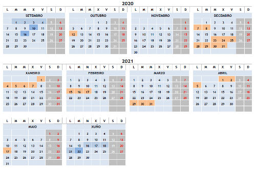 Calendario escolar provisional 2020-2021