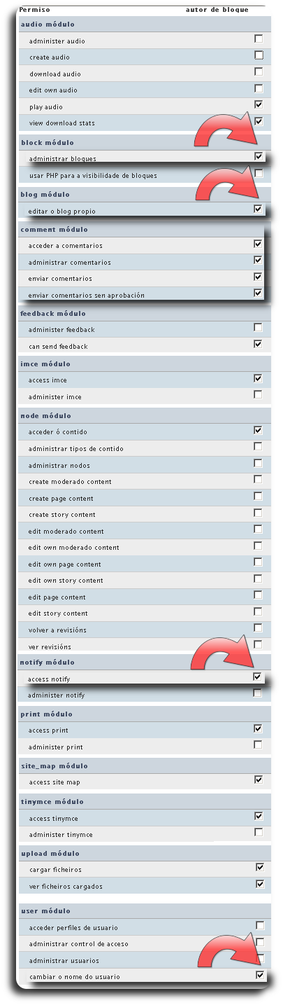 permisos do rol autores de blog