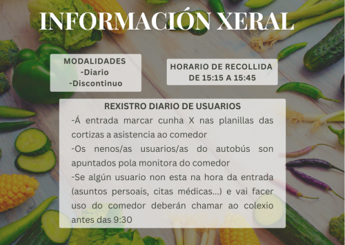 INFORMACIÓN XERAL COMEDOR