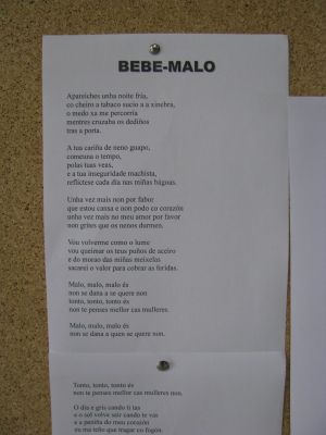 O resultado da tradución da letra da canción "Malo", da cantante Bebe.
