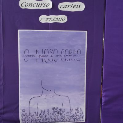 A obra gañadora do concurso de carteis contra a violencia de xénero, deseñado pola alumna de 1º da ESO Noa Digón Uría
