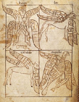30. Os catro evanxelistas
Book of Armagh, manuscrito irlandés do século IX. 
É un dos máis antigos exemplos do gaélico escrito.
Consérvase na Trinity College Library (Dublín).
