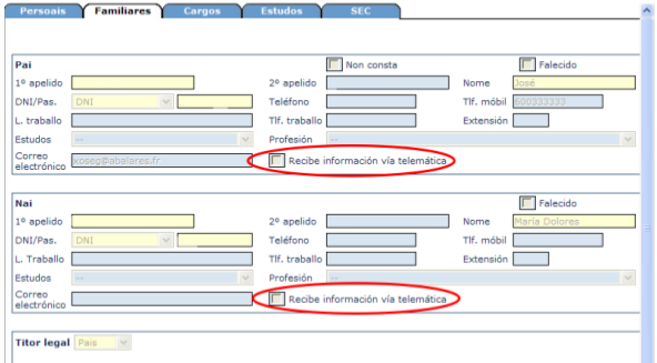 Recibir cualificacións vía telemática