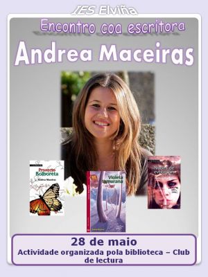 Encontro con Andrea Maceiras
Actividades con invitados - biblioteca - club de lectura
Palabras chave: actividades, club de lectura