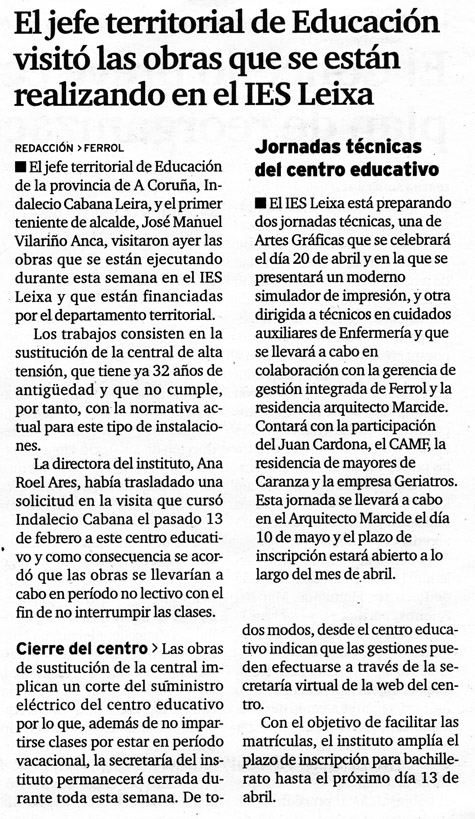 Diario de Ferrol, 03.04.2012