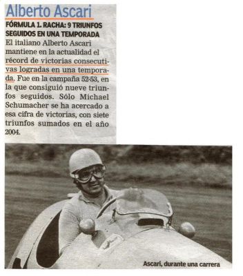 1.952.53 Alberto Ascari.Fórmula I.Record de victorias consecutivas
