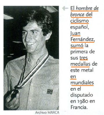 1.980 Juan Férnandez.Ccilismo.Tres veces Campeón del Mundo de carrera de fondo en carretera.Marca.
