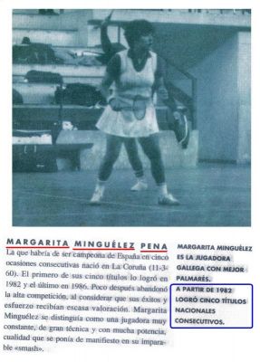 1.982 Margarita Mignélez.Coruñesa.5 veces Campeona de España
