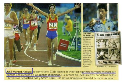 1.984 Manuel Abascal.Bronce en 1.500m.Olimpiada de Los Angeles.Primer español en hacerlo
