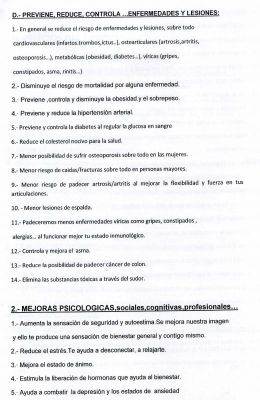 1 Beneficios del ejercicio continuado.3 Realizado por los alumnos de 3º de la ESO y 1º de bachillerato.Curso 2.009-10
