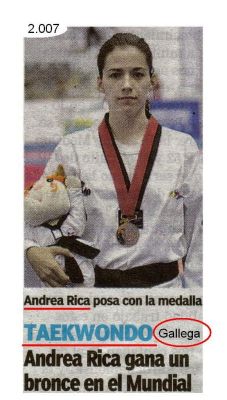 2.007 Andrea Rico.Gallega.Tekwondo.Gallega.Bronce en el Mundial
