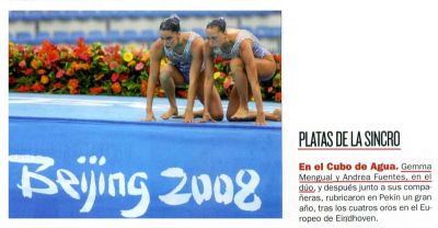 2.008 Natación Sincronizada.Plata para España en dúo: Gemma Mengual y Andrea Fuentes.Olimpiada de Pekín.As.
