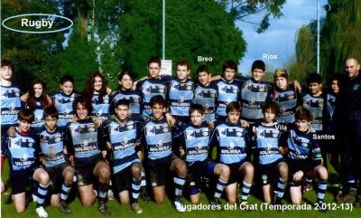 2.012-13 Rugby.Jugadores del Crat.Breo, Ríos, Santos y Vila.Alumnos de 3º.
