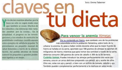 Anemia.Las almejas son un buen alimento por su riqueza en hierro.2.005
