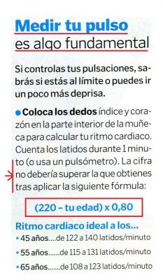 Caminar.8 Saber tus pulsaciones es bueno para saber la intensidad de la marcha.Revista SaberVivir 2.011
