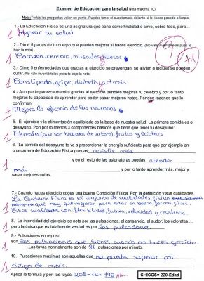 Educación para la Salud.Examen para 1º.Respuestas.2.012-13
