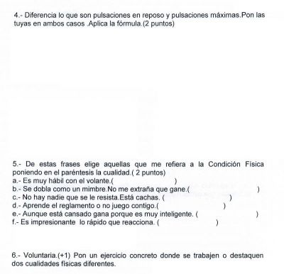 Condición Física.Examen para 1º de la ESO.2.009
