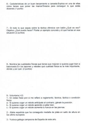 Baloncesto.Examen para 2º de la ESO.2.009
