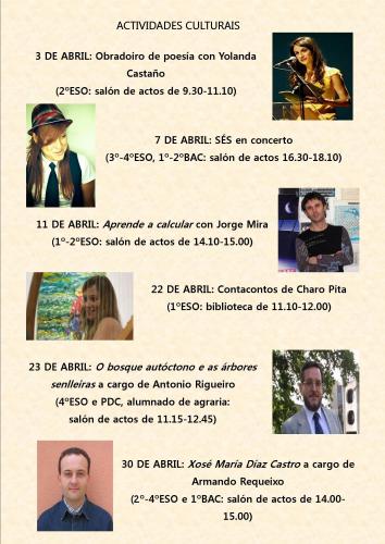 Actividades culturais durante o mes de abril no IES San Rosendo