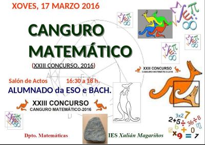 17 de Marzo de 2016
Cartel Canguro Matemático
Palabras chave: actividade educativa