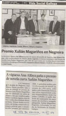 2014. HOMENAXE A XULIÁN MAGARIÑOS
110º aniversario do nacemento e 80º aniversario do falecemento de XULIÁN MANUEL MAGARIÑOS NEGREIRA (1904-1934), o avogado, escritor e intelectual galeguista que lle dá nome ó noso IES XULIÁN MAGARIÑOS.
Palabras chave: actividade cultural