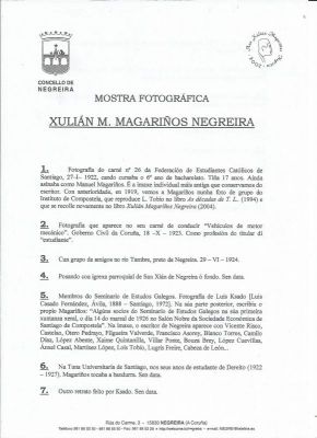 2014. HOMENAXE A XULIÁN MAGARIÑOS
110º aniversario do nacemento e 80º aniversario do falecemento de XULIÁN MANUEL MAGARIÑOS NEGREIRA (1904-1934), o avogado, escritor e intelectual galeguista que lle dá nome ó noso IES XULIÁN MAGARIÑOS.
Palabras chave: actividade cultural