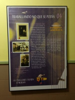 Exposición a"As Mulleres tamén Emigran"
Exposición a"As Mulleres tamén Emigran", fundación 10 de marzo
Palabras chave: exposición