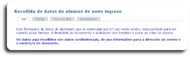 Posibles operacións: ver, editar, fora de liña e resultados