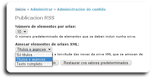 Publicación RSS