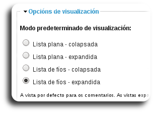 Modo predeterminado de visualización