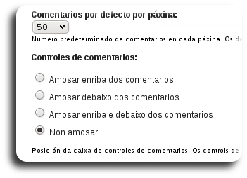 Comentarios por defecto por páxina