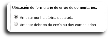 Ubicación do formulario de envío de comentarios