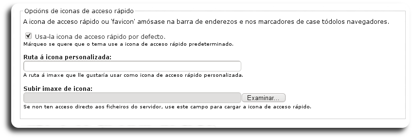 Opcións das iconas de acceso rápido