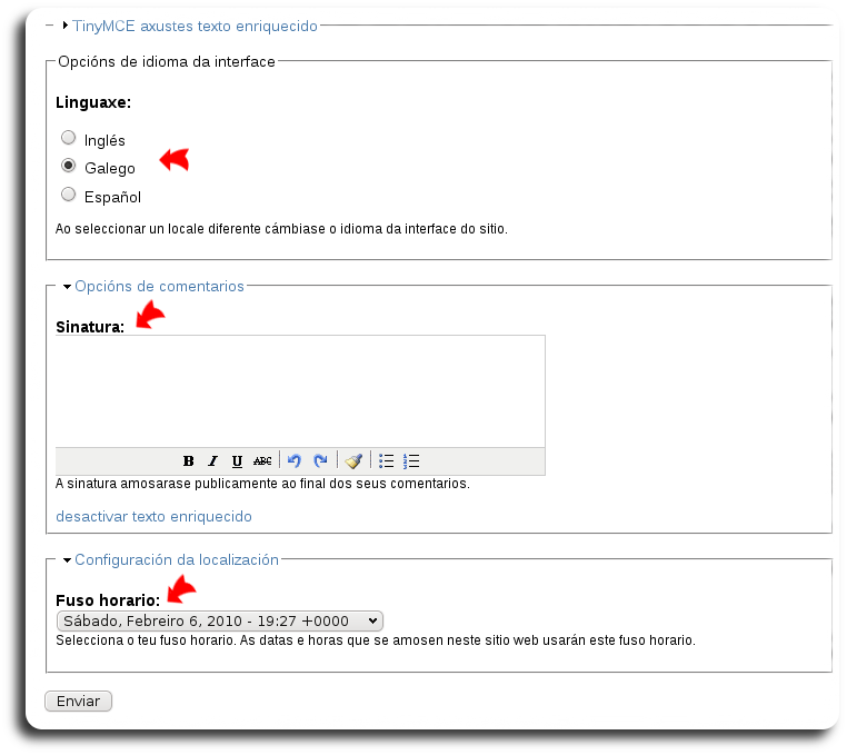 Outras configuracións persoais