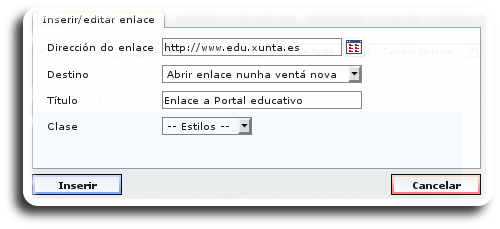 Xanela inserir enlace