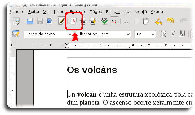 Botón de creación de PDF en Writer (OpenOffice)